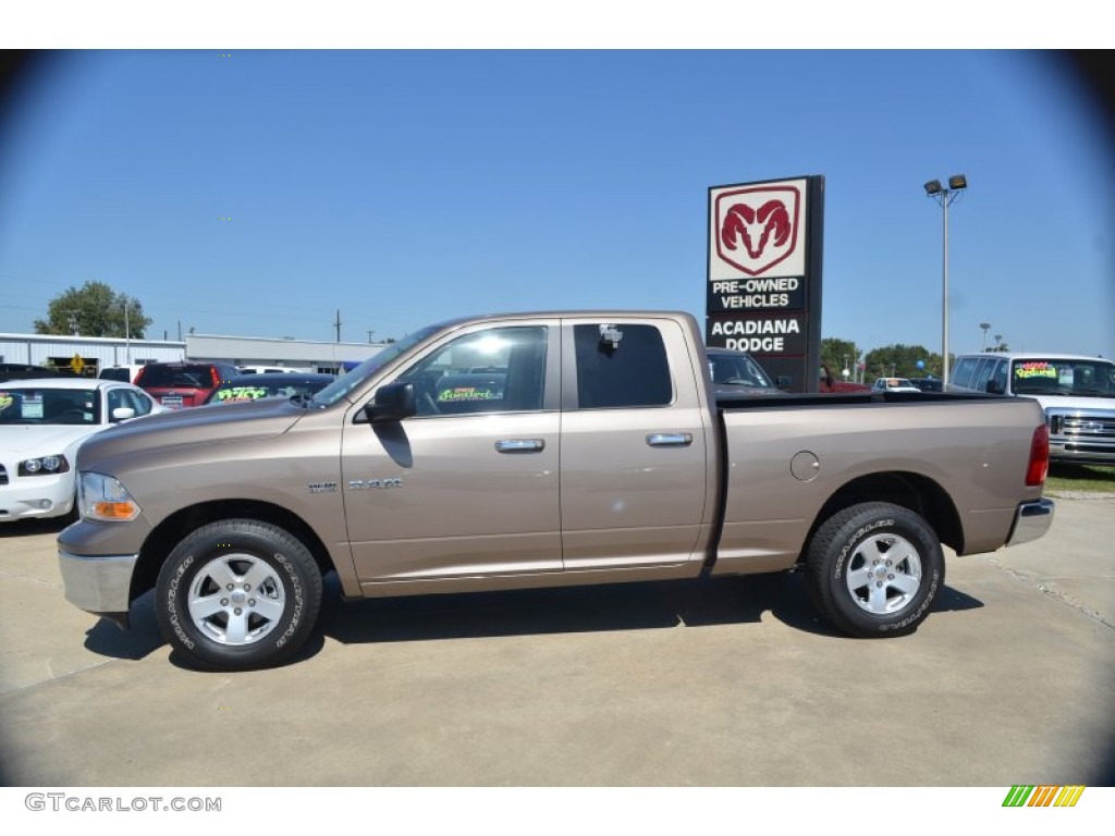 2010 Ram 1500 SLT Quad Cab 4x4 - Austin Tan Pearl / Light Pebble Beige/Bark Brown photo #2