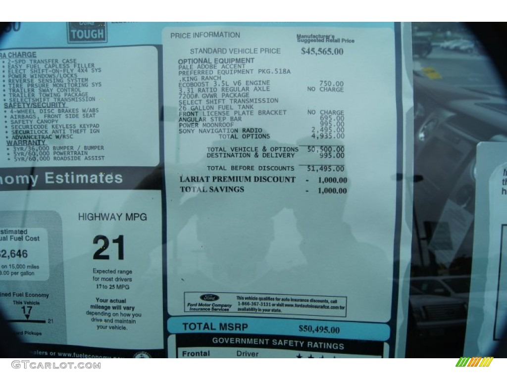 2011 Ford F150 King Ranch SuperCrew 4x4 Window Sticker Photo #55193445