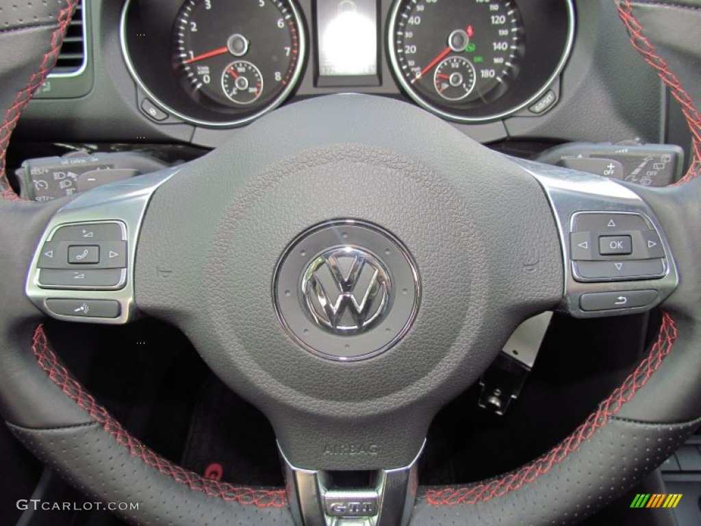 2010 Volkswagen GTI 4 Door Interlagos Plaid Cloth Steering Wheel Photo #55194468