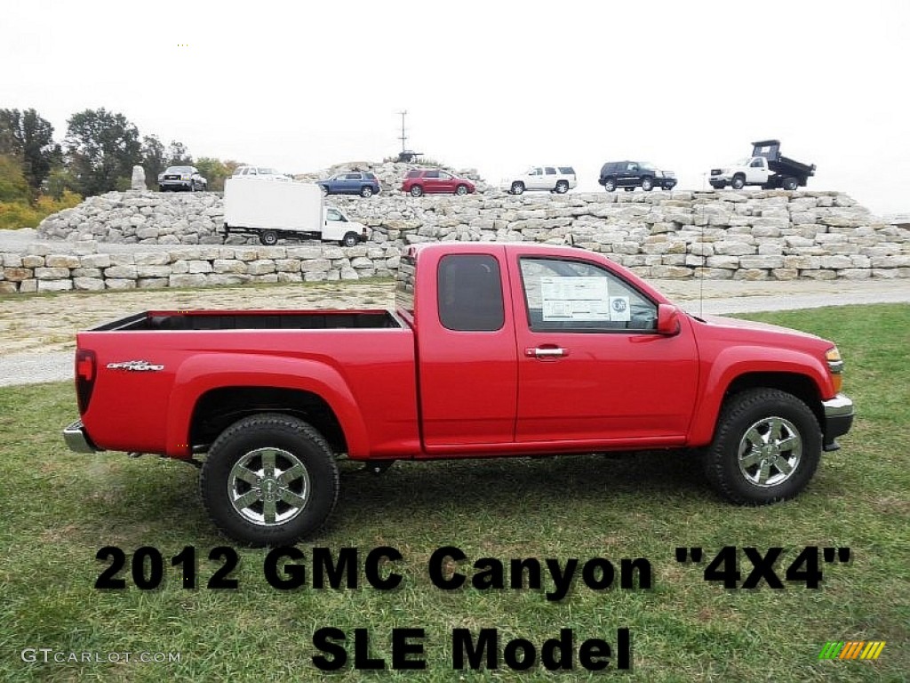 2012 Canyon SLE Extended Cab 4x4 - Fire Red / Ebony photo #1