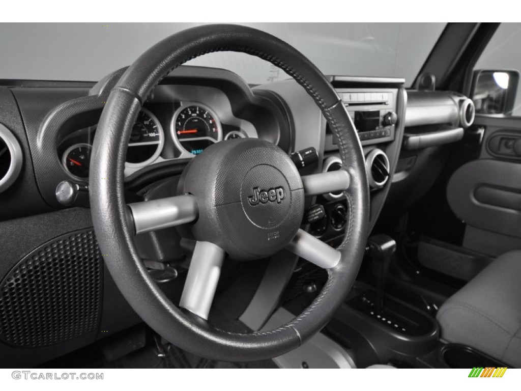 2009 Jeep Wrangler Unlimited Sahara 4x4 Dark Slate Gray/Medium Slate Gray Steering Wheel Photo #55204167