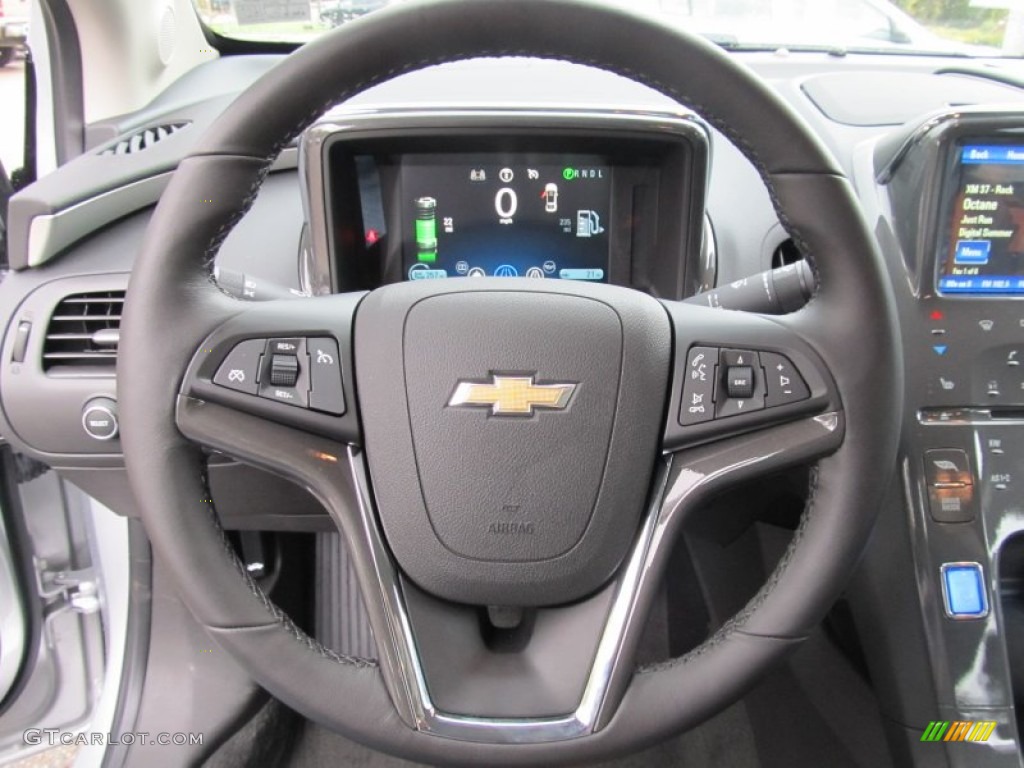 2012 Chevrolet Volt Hatchback Jet Black/Dark Accents Steering Wheel Photo #55208771