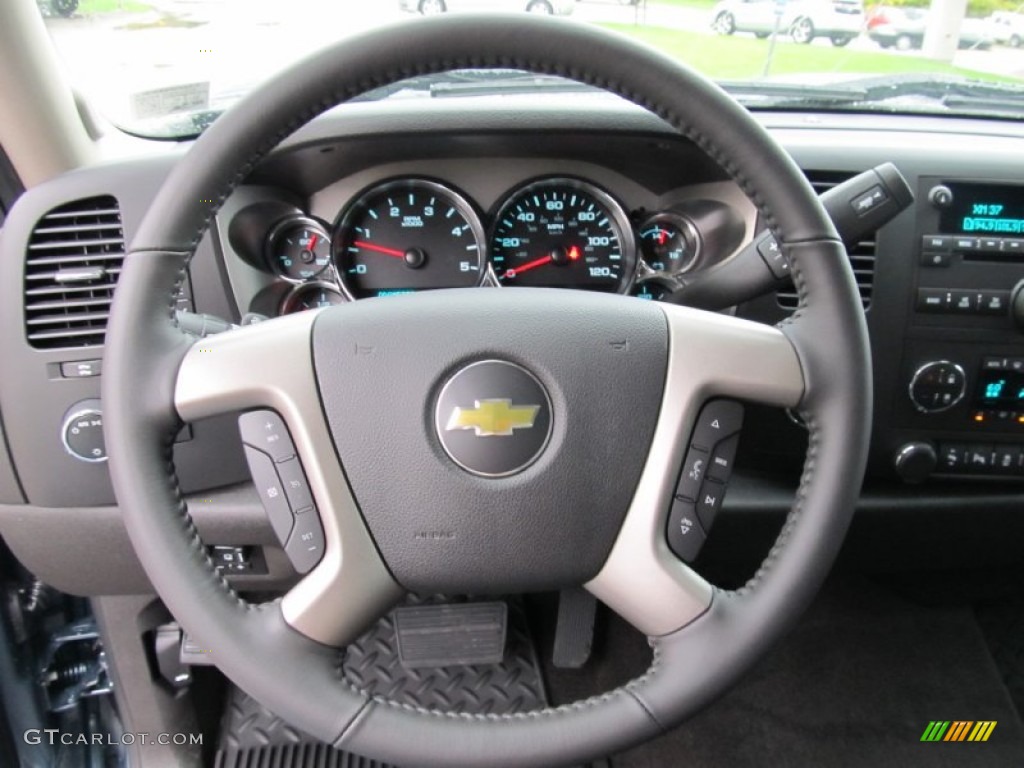 2012 Chevrolet Silverado 2500HD LT Crew Cab 4x4 Ebony Steering Wheel Photo #55209538