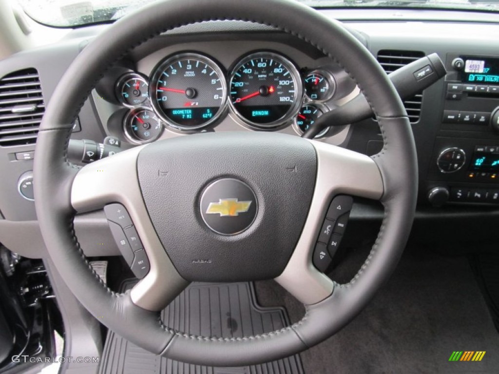 2012 Chevrolet Silverado 1500 LT Crew Cab 4x4 Ebony Steering Wheel Photo #55209799