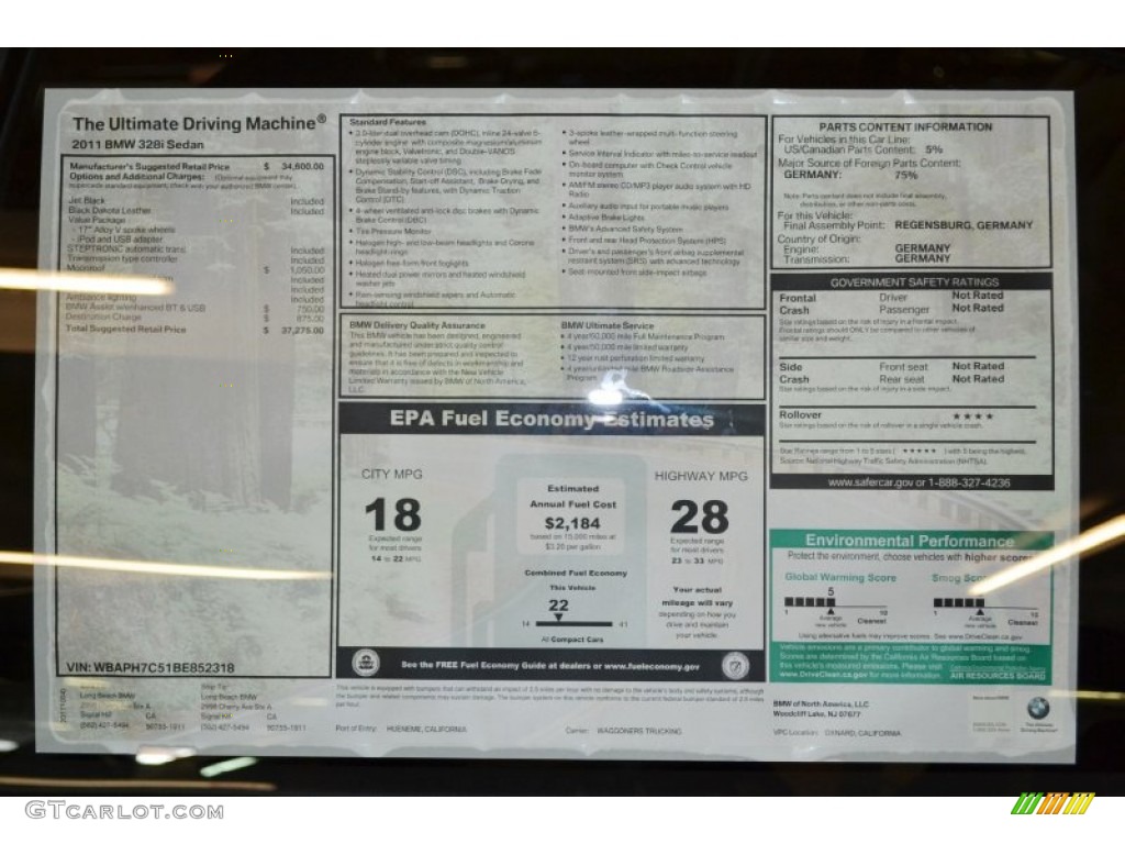 2011 3 Series 328i Sedan - Jet Black / Black Dakota Leather photo #4