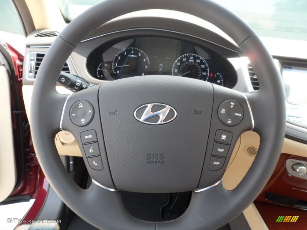 2012 Hyundai Genesis 3.8 Sedan Cashmere Steering Wheel Photo #55220758