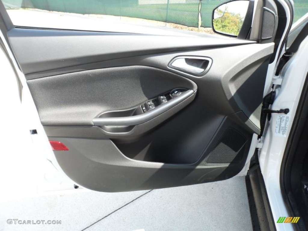 2012 Ford Focus Titanium 5-Door Charcoal Black Leather Door Panel Photo #55221307
