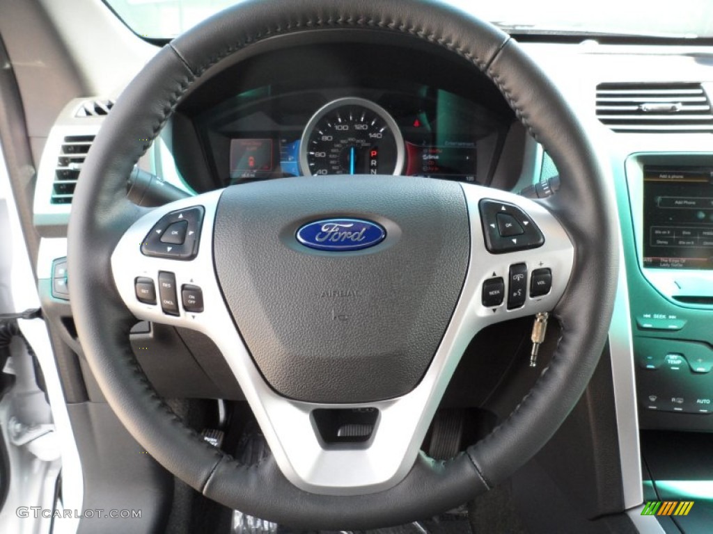 2012 Ford Explorer XLT Charcoal Black Steering Wheel Photo #55223503