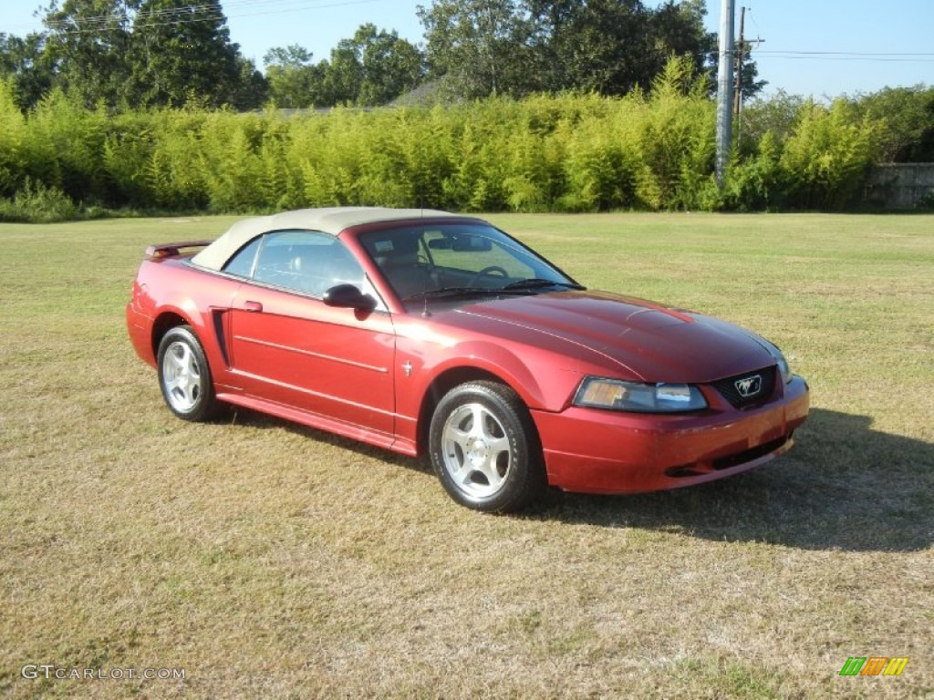 2003 Mustang V6 Convertible - Redfire Metallic / Medium Parchment photo #2