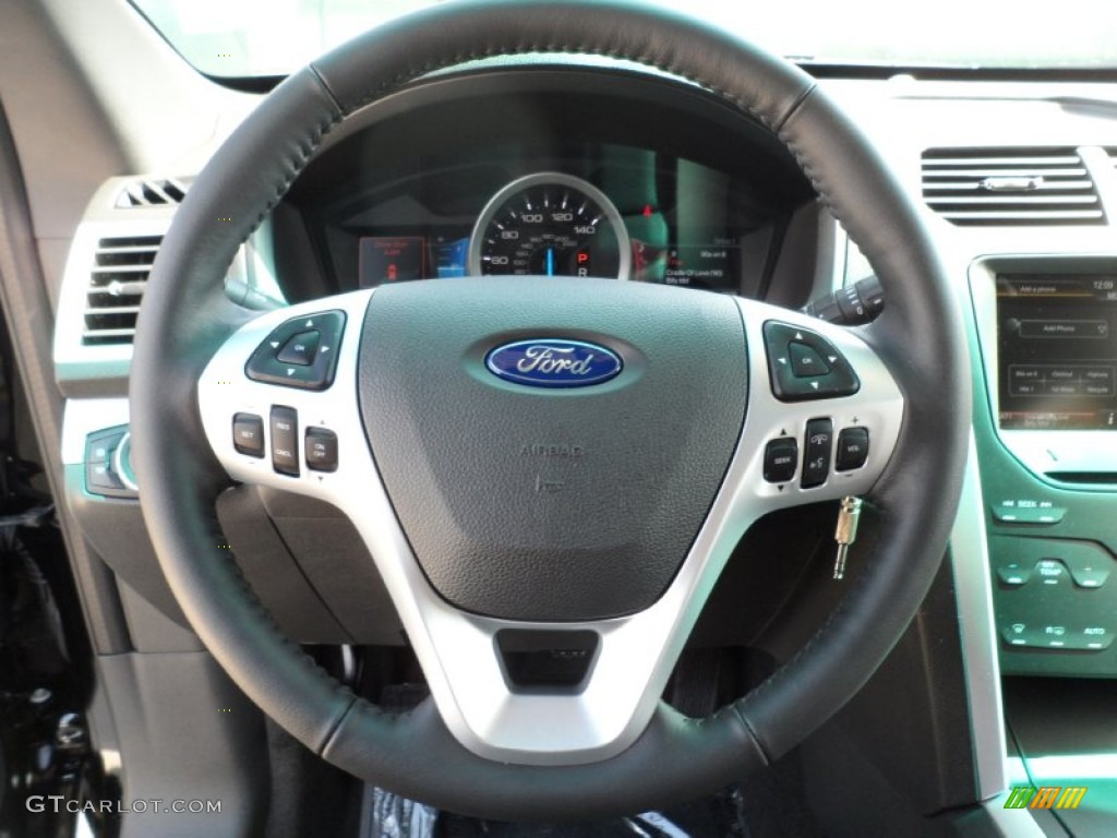 2012 Ford Explorer XLT EcoBoost Charcoal Black Steering Wheel Photo #55223863