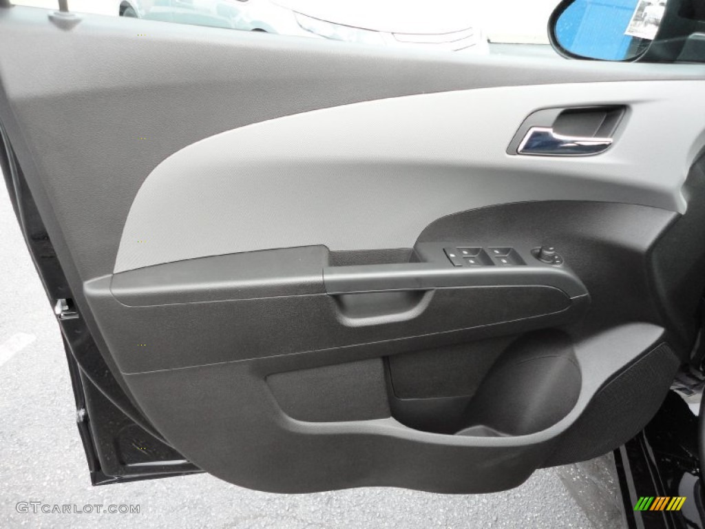2012 Chevrolet Sonic LT Sedan Jet Black/Dark Titanium Door Panel Photo #55235254