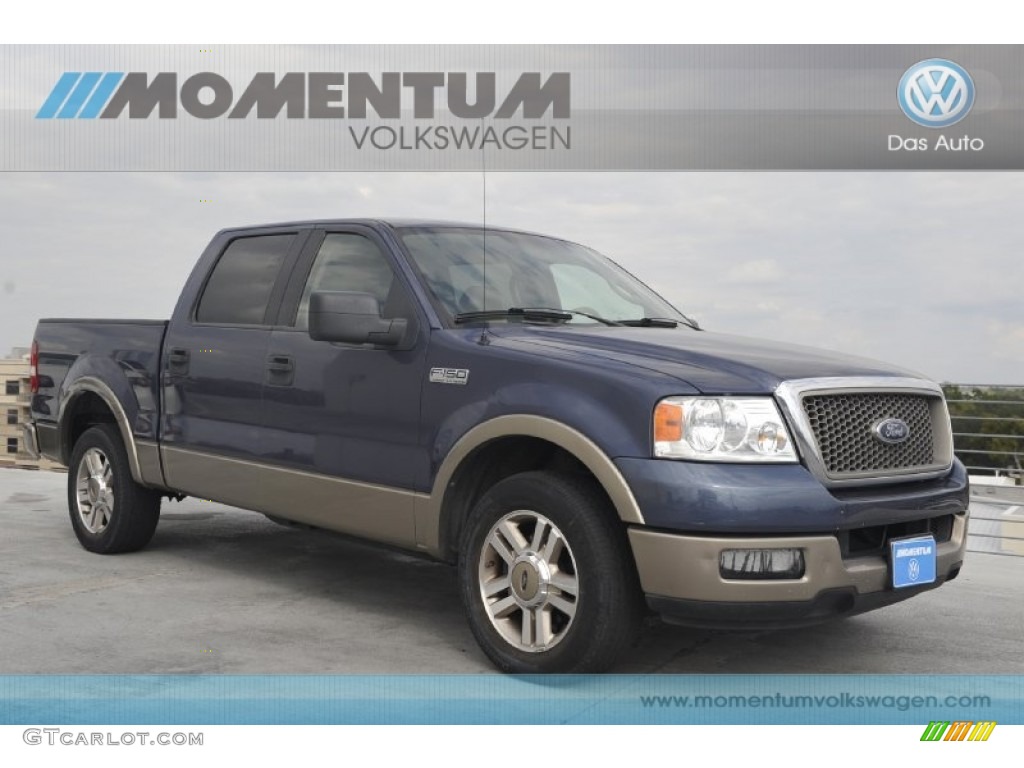 2005 F150 Lariat SuperCrew - Medium Wedgewood Blue Metallic / Tan photo #1