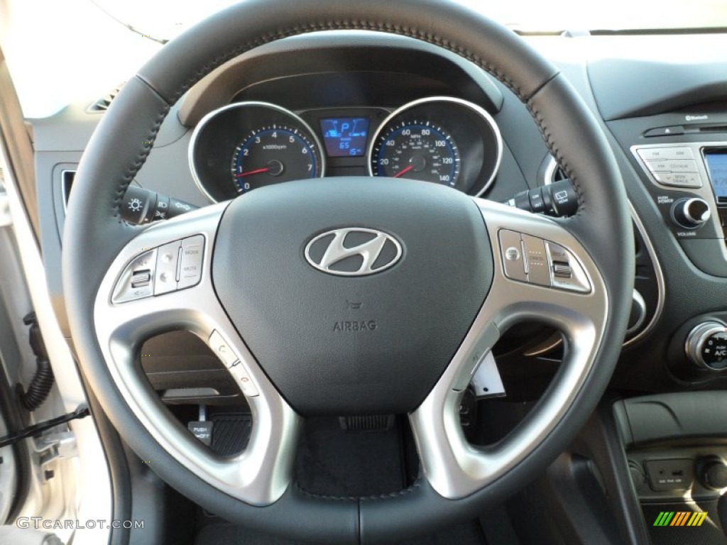 2012 Hyundai Tucson GLS Black Steering Wheel Photo #55242101