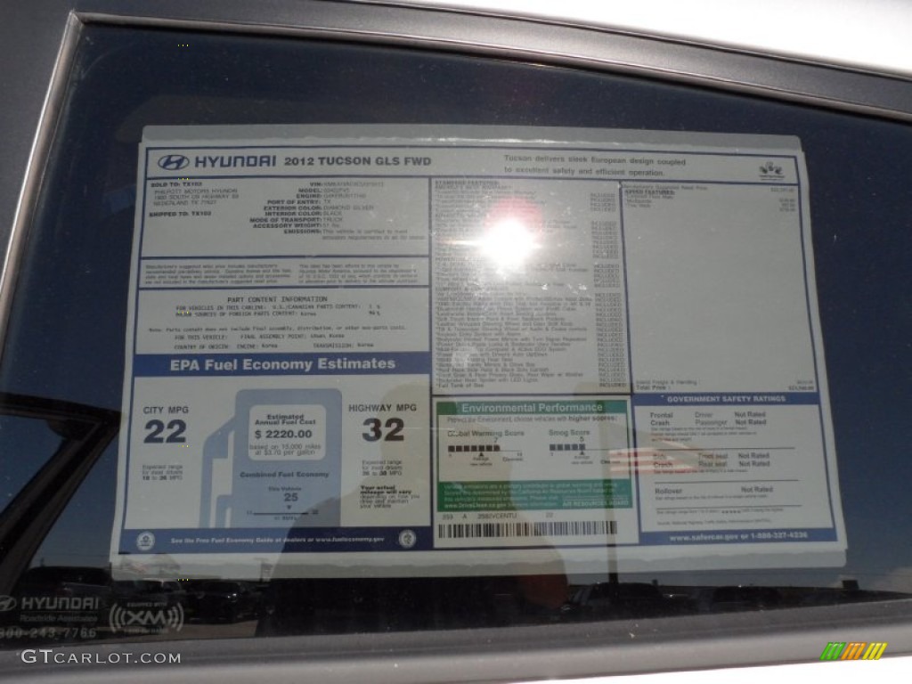 2012 Hyundai Tucson GLS Window Sticker Photo #55242129