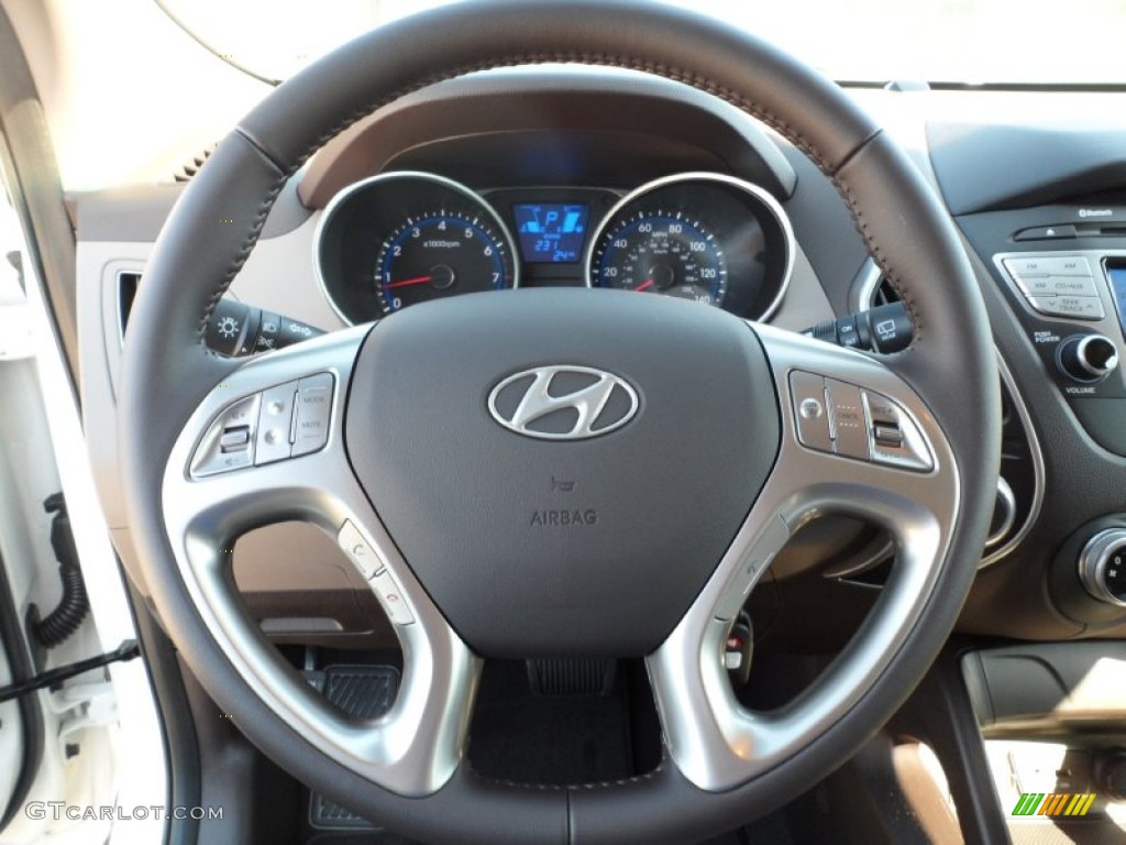 2012 Hyundai Tucson GLS Taupe Steering Wheel Photo #55242785