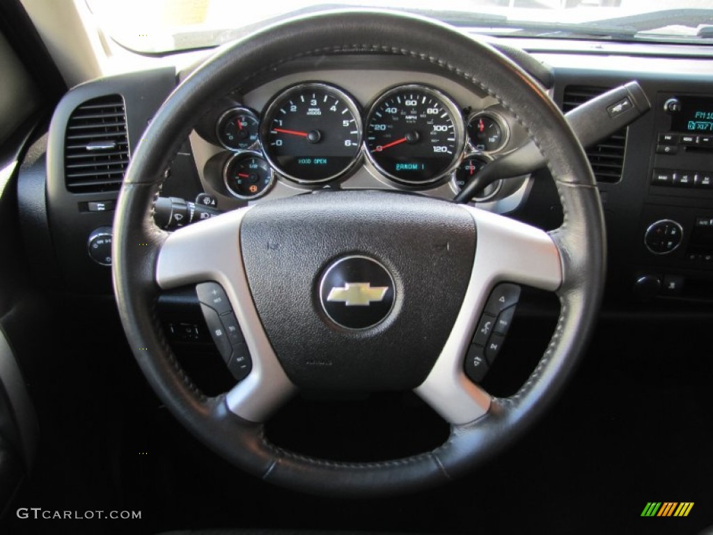 2009 Chevrolet Silverado 2500HD LT Crew Cab 4x4 Ebony Steering Wheel Photo #55243087