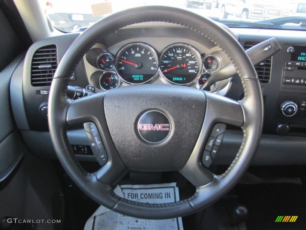 2010 GMC Sierra 2500HD Work Truck Crew Cab 4x4 Dark Titanium Steering Wheel Photo #55244051