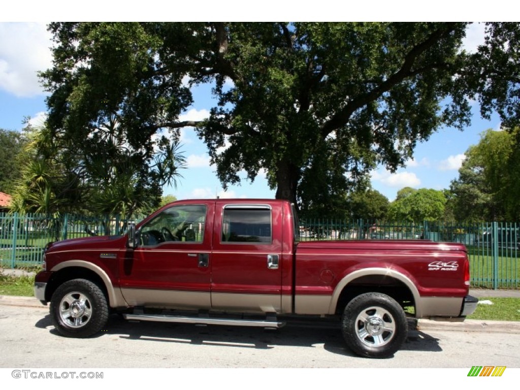 Dark Toreador Red Metallic 2005 Ford F250 Super Duty Lariat Crew Cab 4x4 Exterior Photo #55247124