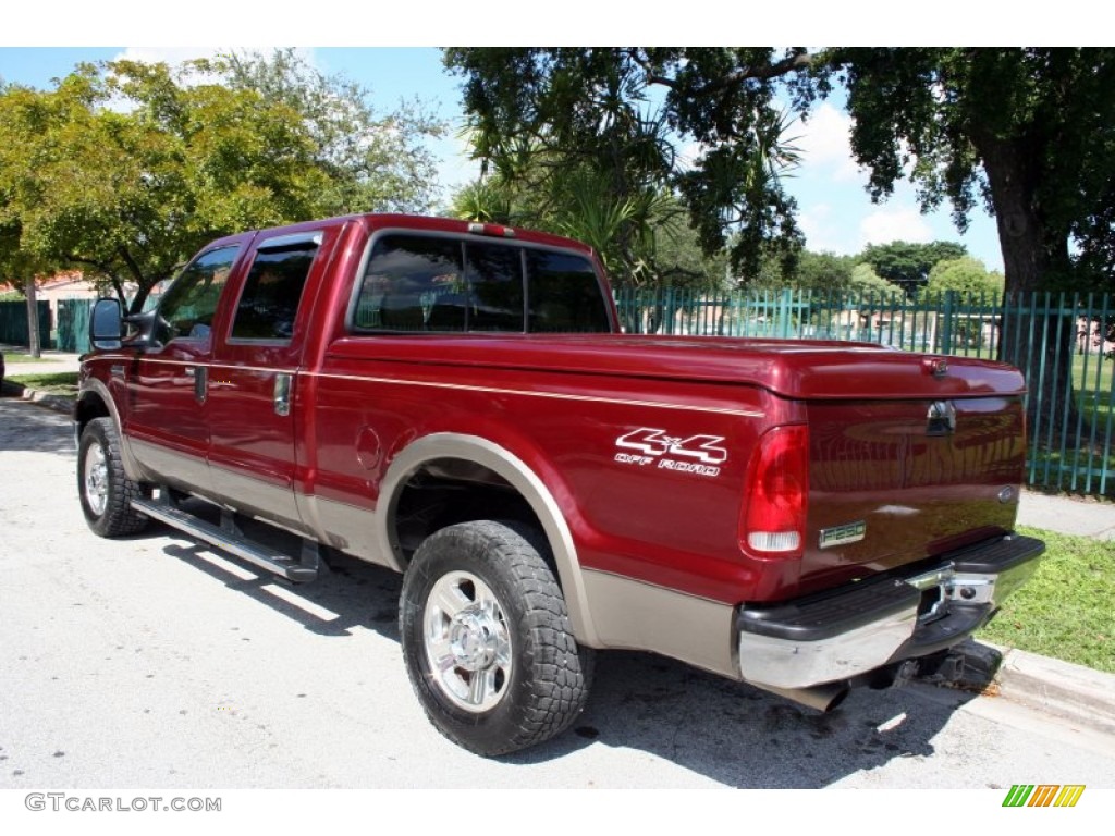 Dark Toreador Red Metallic 2005 Ford F250 Super Duty Lariat Crew Cab 4x4 Exterior Photo #55247149