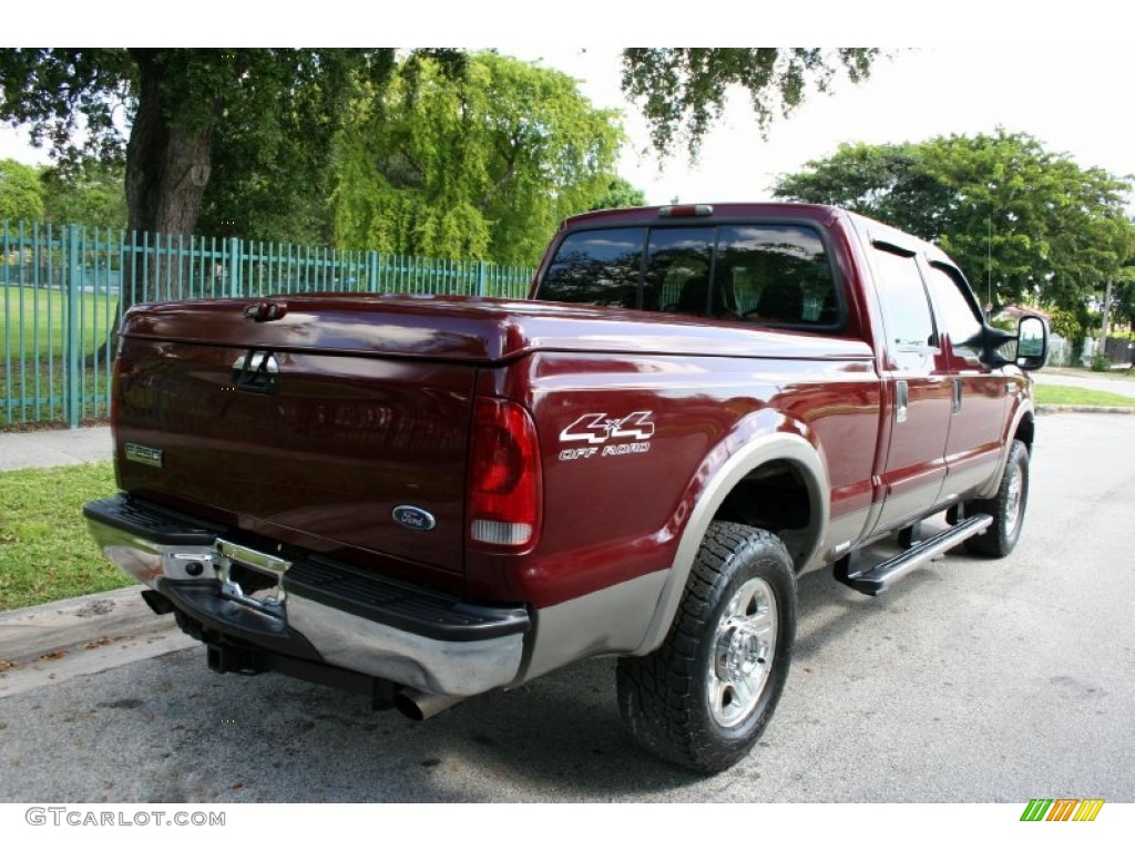 2005 F250 Super Duty Lariat Crew Cab 4x4 - Dark Toreador Red Metallic / Tan photo #10