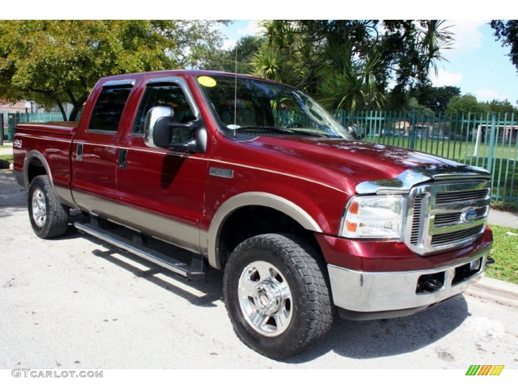 Dark Toreador Red Metallic 2005 Ford F250 Super Duty Lariat Crew Cab 4x4 Exterior Photo #55247209