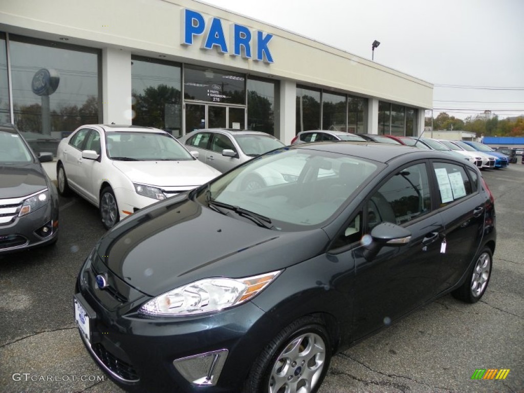 2011 Fiesta SES Hatchback - Monterey Grey Metallic / Charcoal Black Leather photo #1