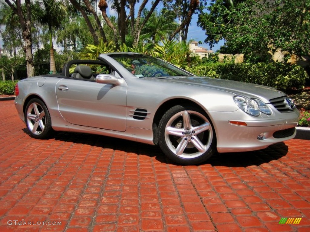 Brilliant Silver Metallic 2004 Mercedes-Benz SL 500 Roadster Exterior Photo #55262302