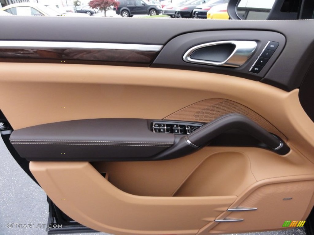 2012 Porsche Cayenne Turbo Natural Espresso/Cognac Door Panel Photo #55272390