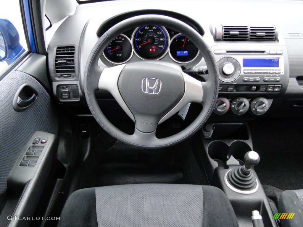 2008 Honda Fit Hatchback Black/Grey Dashboard Photo #55272542
