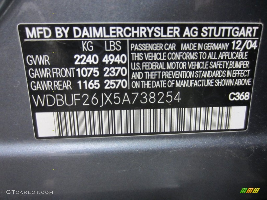 2005 E Color Code 368 for Flint Grey Metallic Photo #55273350