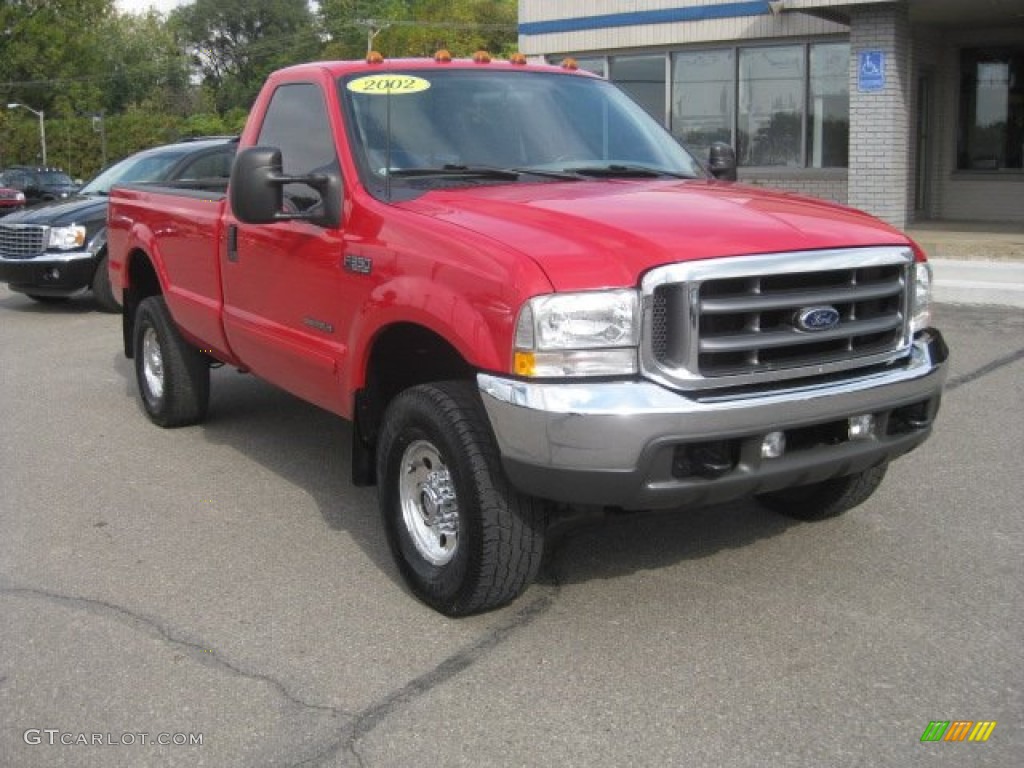 2002 F350 Super Duty XLT Regular Cab 4x4 - Red / Medium Flint photo #1