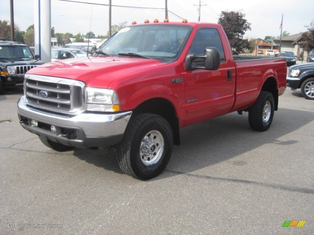 2002 F350 Super Duty XLT Regular Cab 4x4 - Red / Medium Flint photo #9