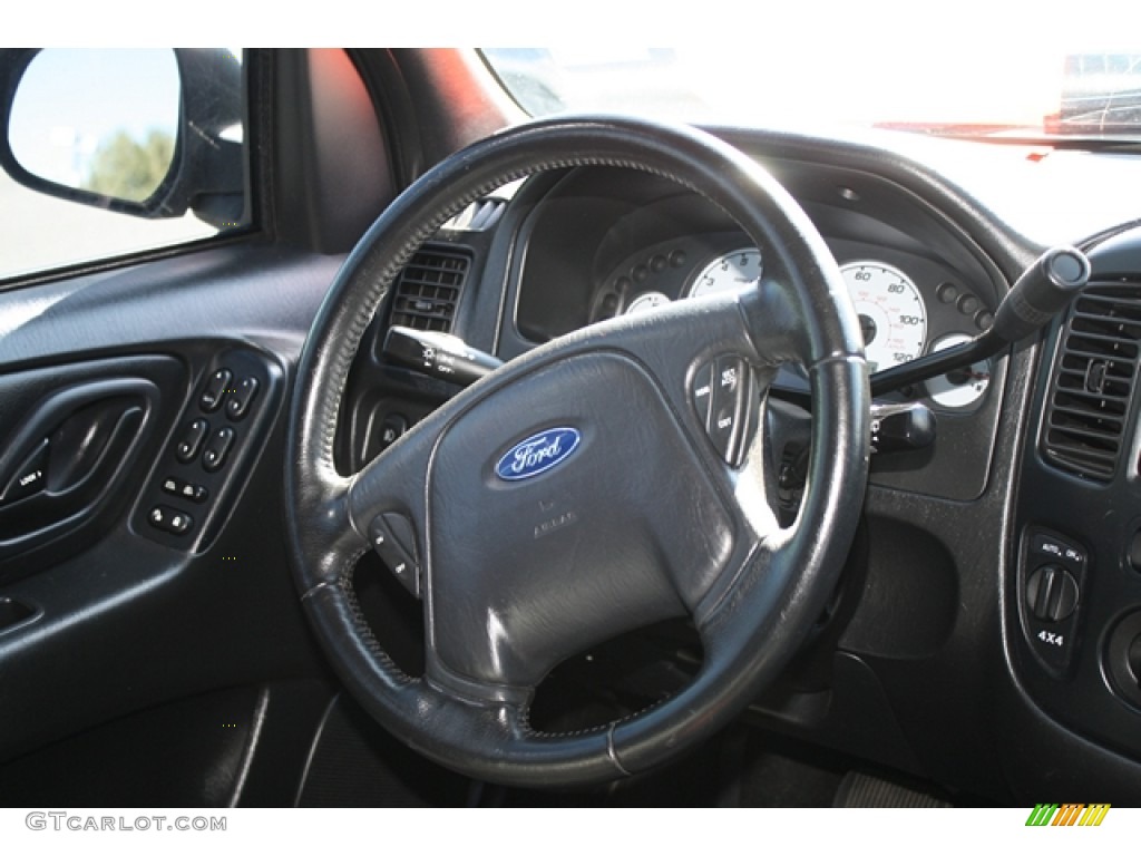 2002 Ford Escape XLT V6 4WD Black Steering Wheel Photo #55276475