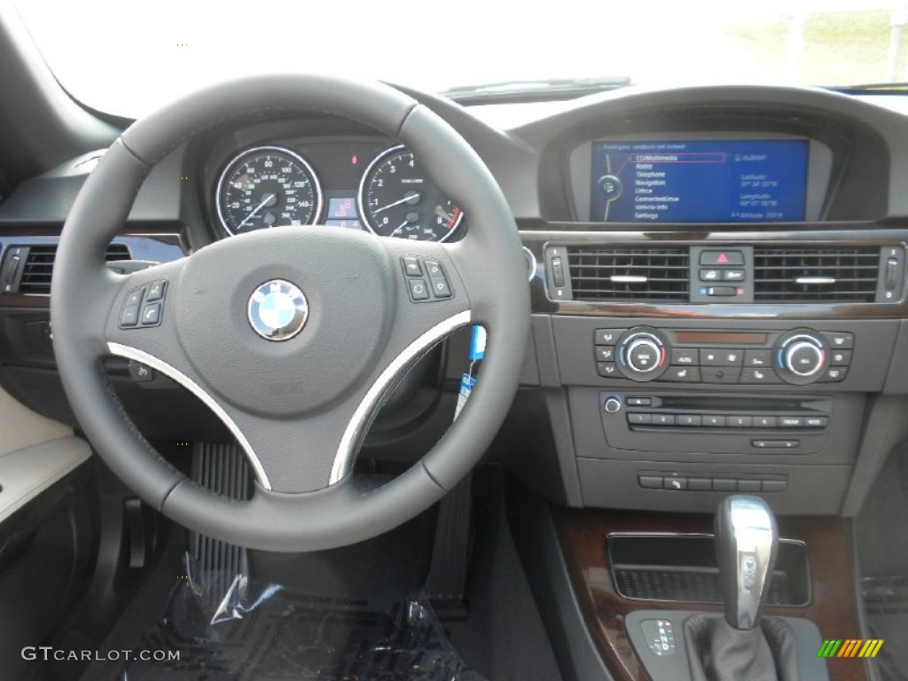 2012 BMW 3 Series 328i Convertible Oyster/Black Dashboard Photo #55276549