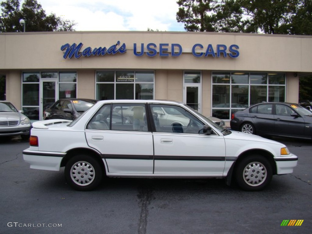 1991 Civic LX Sedan - Frost White / Blue photo #1