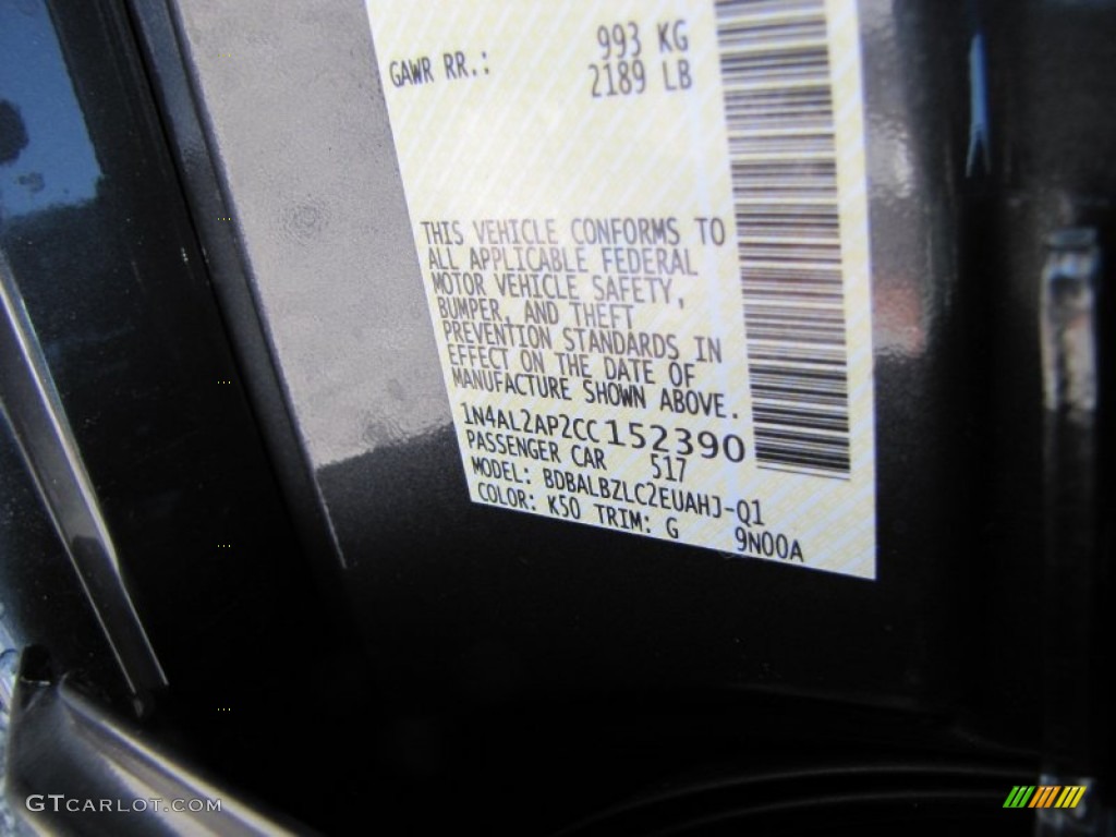 2012 Altima Color Code K50 for Dark Slate Photo #55282695