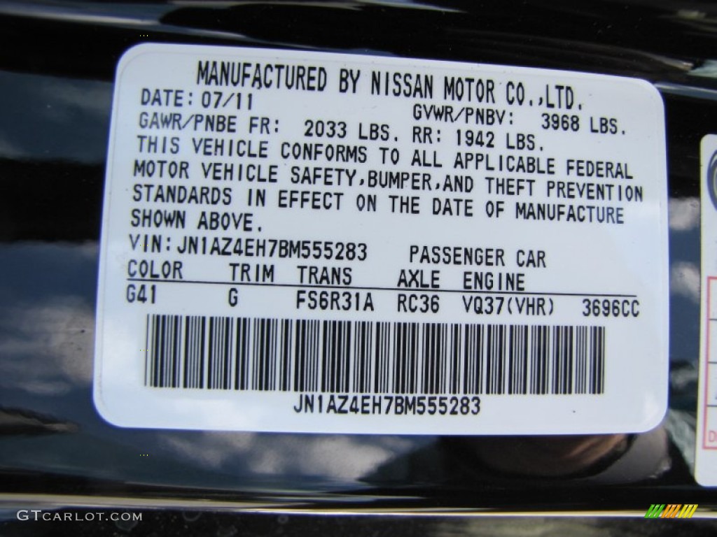 2011 370Z Color Code G41 for Magnetic Black Photo #55282749