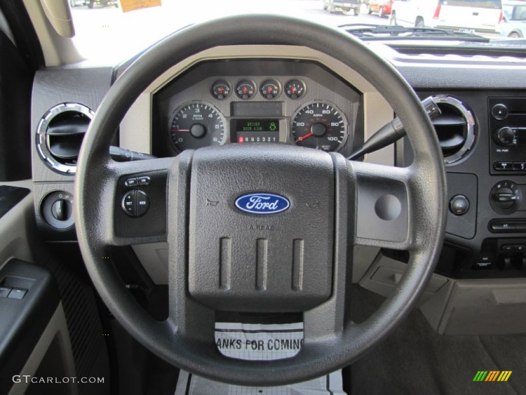 2008 Ford F250 Super Duty XLT SuperCab 4x4 Medium Stone Steering Wheel Photo #55286902