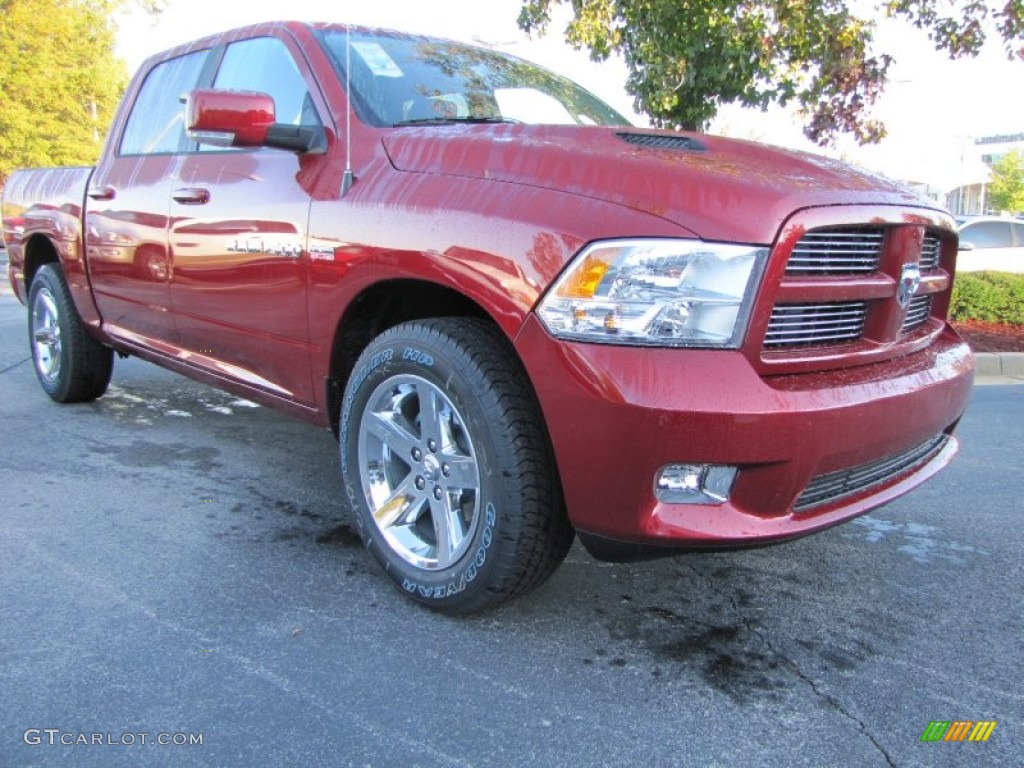 2012 Ram 1500 Sport Crew Cab - Deep Cherry Red Crystal Pearl / Dark Slate Gray photo #4