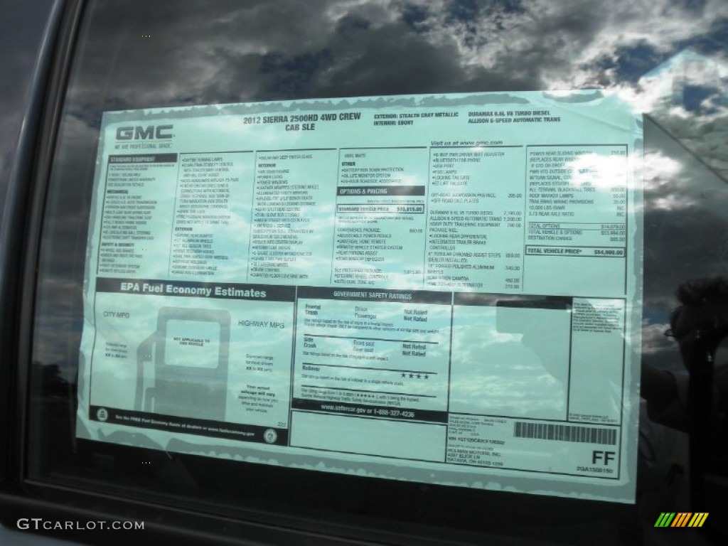 2012 GMC Sierra 2500HD SLE Crew Cab 4x4 Window Sticker Photo #55291585
