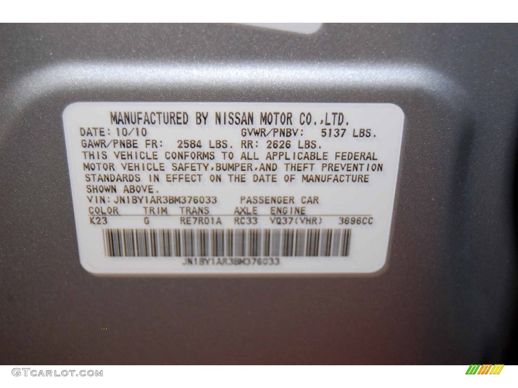 2011 M Color Code K23 for Liquid Platinum Photo #55292041