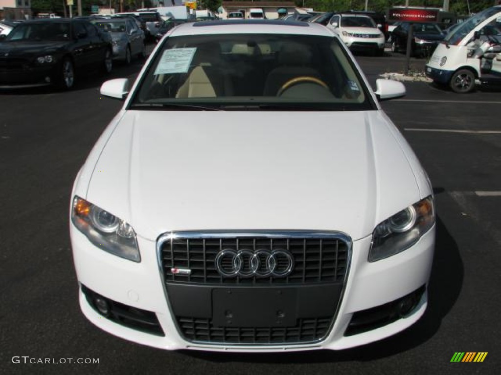 2008 A4 2.0T S-Line Sedan - Ibis White / Beige photo #3