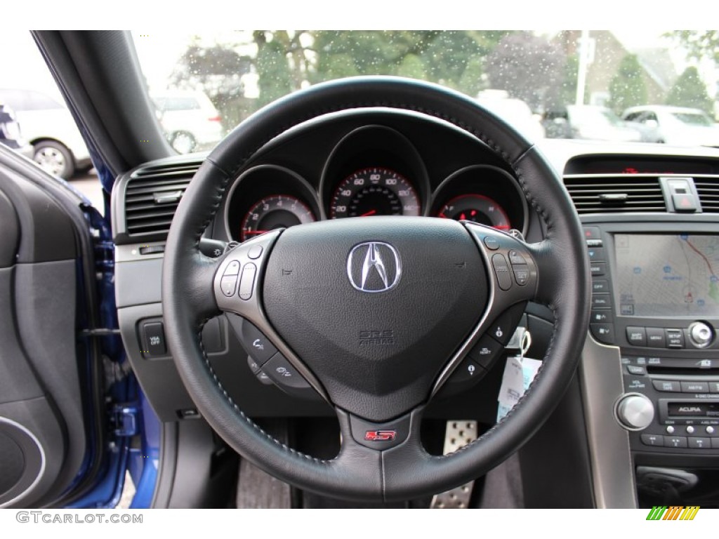 2008 Acura TL 3.5 Type-S Ebony/Silver Steering Wheel Photo #55302871