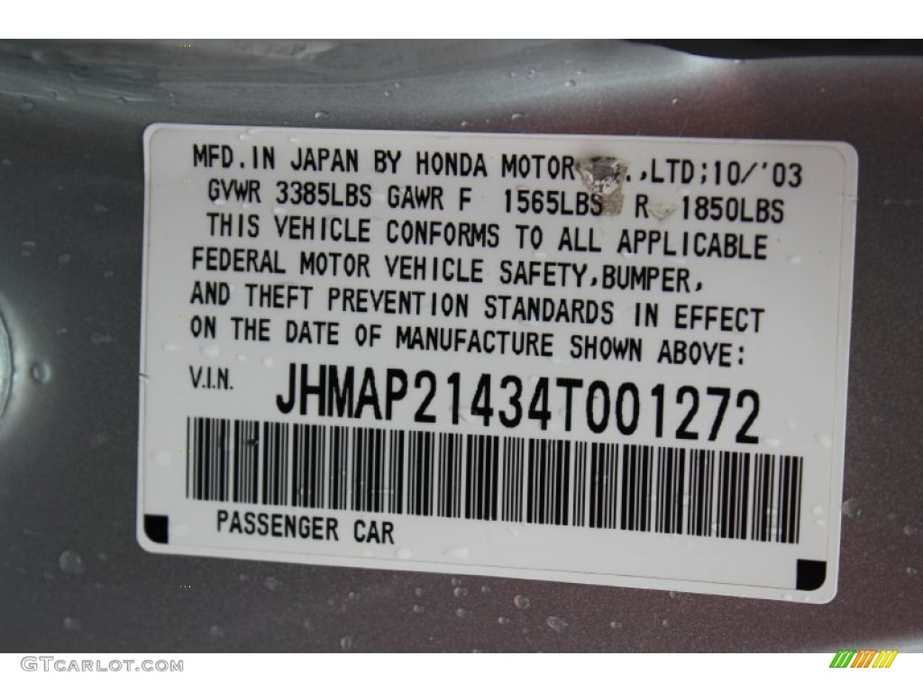 2004 Honda S2000 Roadster Info Tag Photos