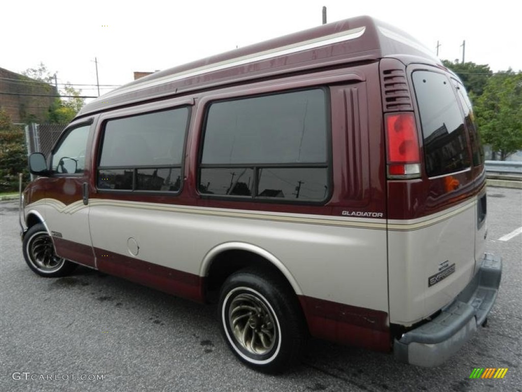 Dark Carmine Red Metallic 2000 Chevrolet Express G1500 Passenger Conversion Van Exterior Photo #55305722