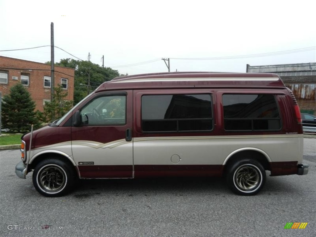 Dark Carmine Red Metallic 2000 Chevrolet Express G1500 Passenger Conversion Van Exterior Photo #55305796