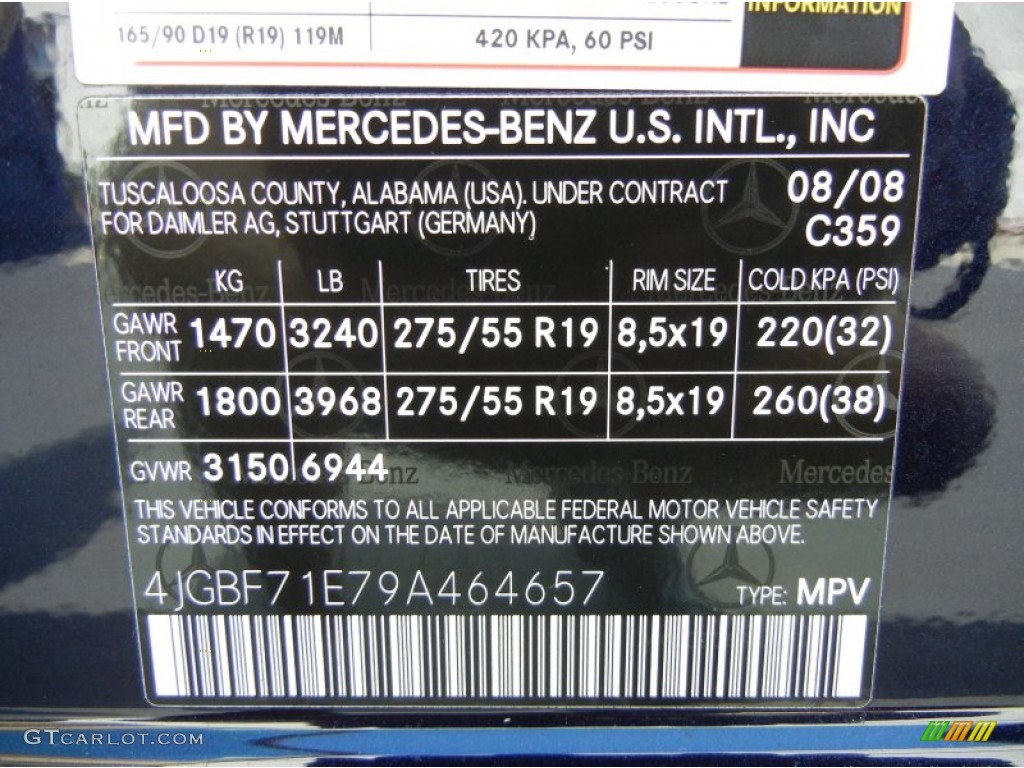 2009 GL Color Code 359 for Capri Blue Metallic Photo #55305994