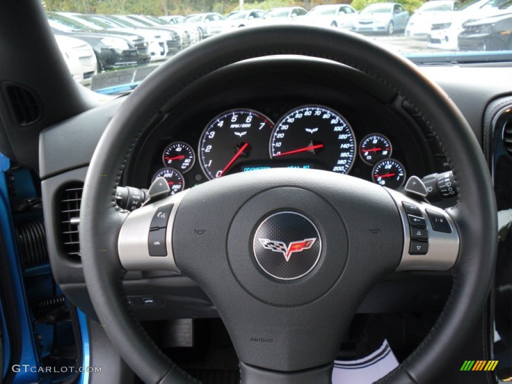 2011 Chevrolet Corvette Grand Sport Coupe Ebony Black Steering Wheel Photo #55308712