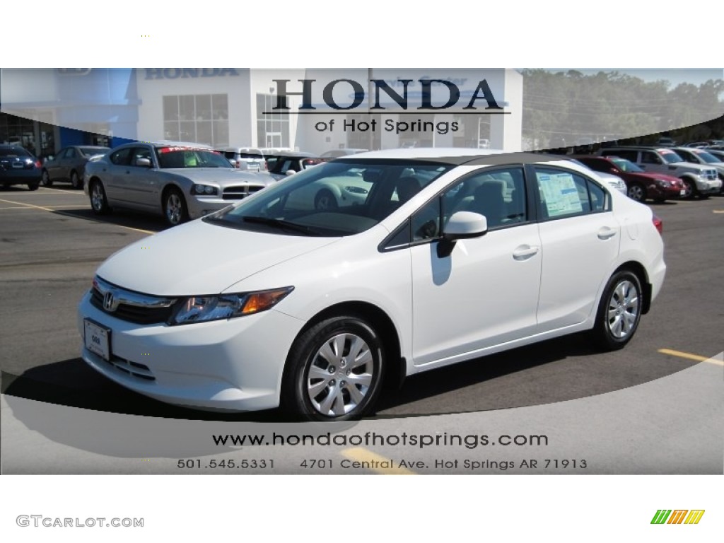 2012 Civic LX Sedan - Taffeta White / Stone photo #1