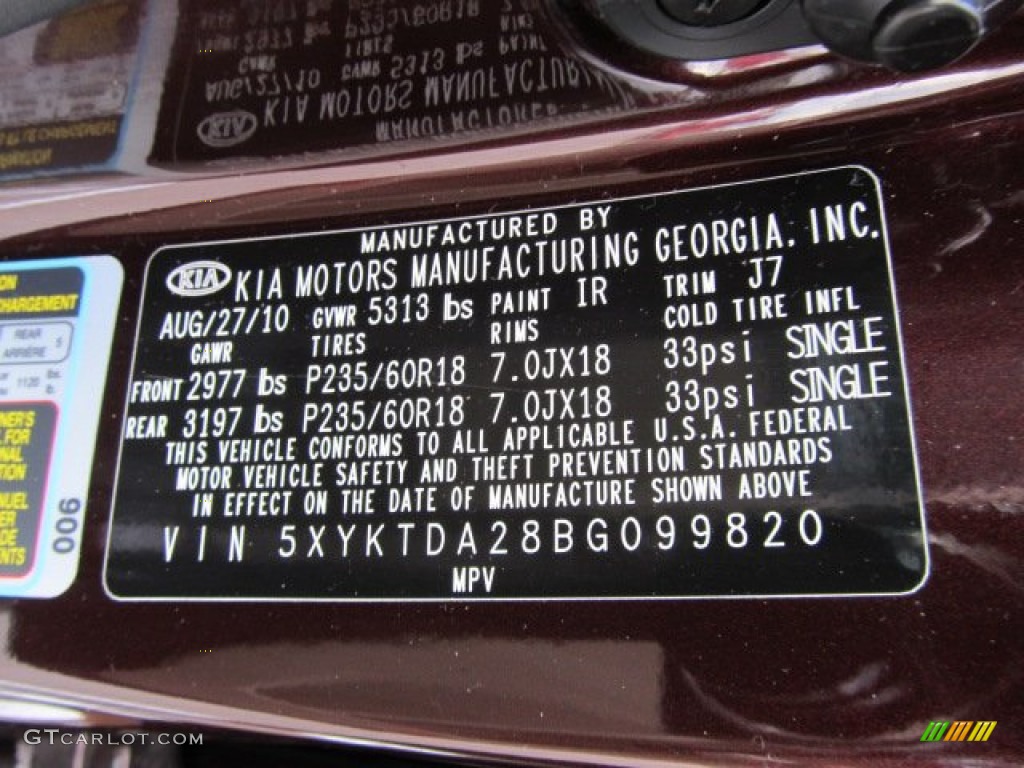 2011 Sorento LX V6 AWD - Dark Cherry / Beige photo #24